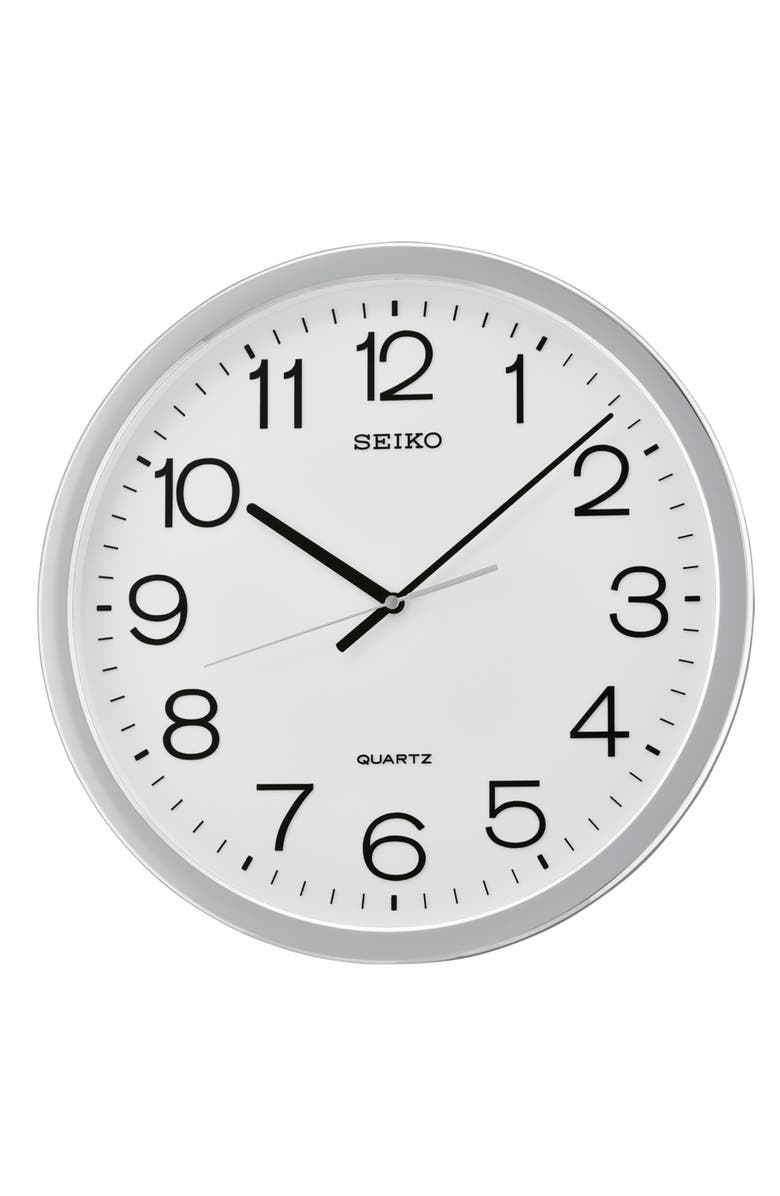 Seiko 16in. Office Classic Numbered Wall Clock, Main, color, Silver