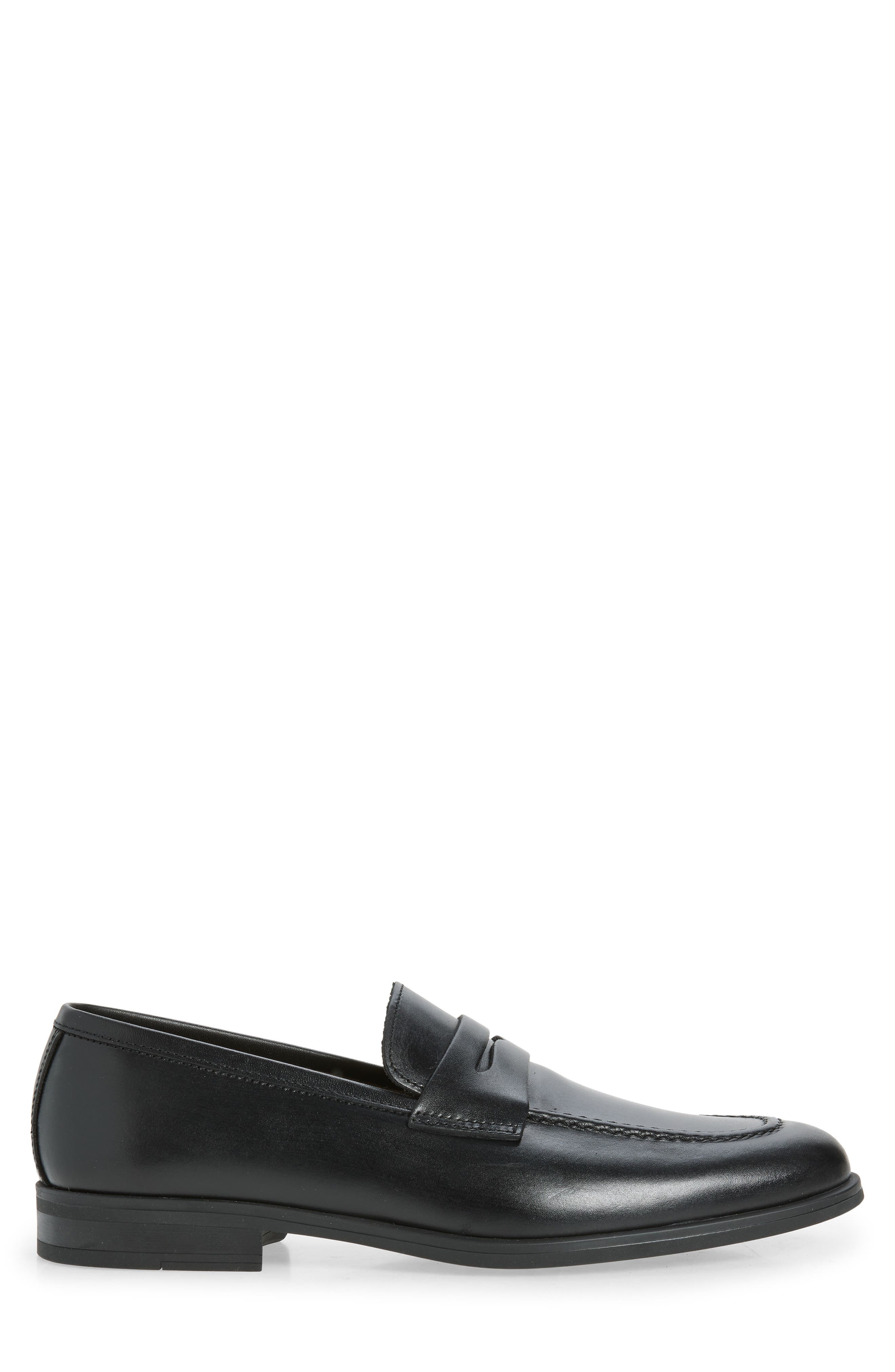 Fabrizio Leather Penny Loafer, Alternate, color, BLACK LEATHER