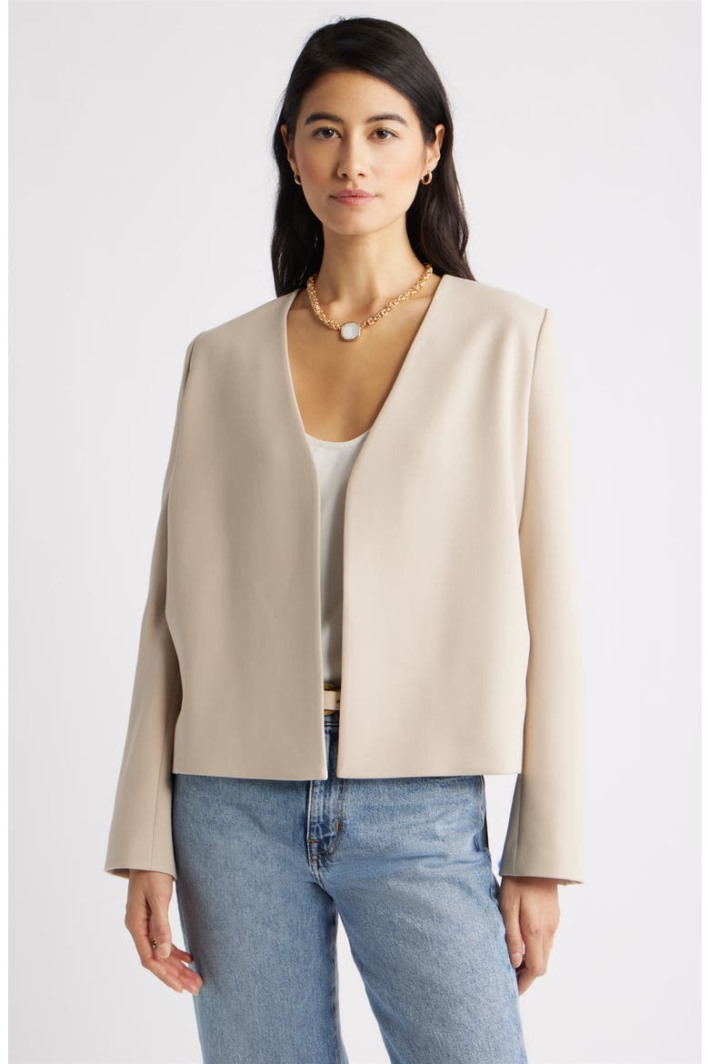 Collarless Blazer, Main, color, BEIGE HUMUS
