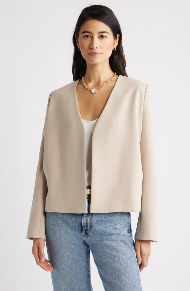 Nordstrom Collarless Blazer, Main, color, Beige Humus