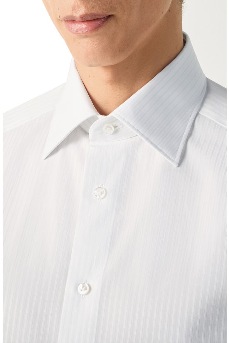 Centoventimila Stripe Cotton Button-Up Shirt, Alternate, color, WHITE AND LIGHT BLUE