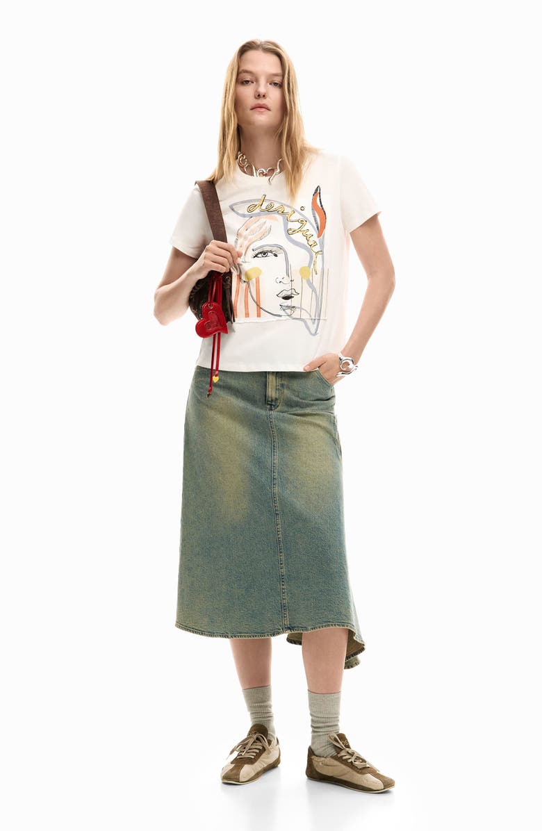 Desigual Abstract Cotton Graphic T-Shirt, Alternate, color, White