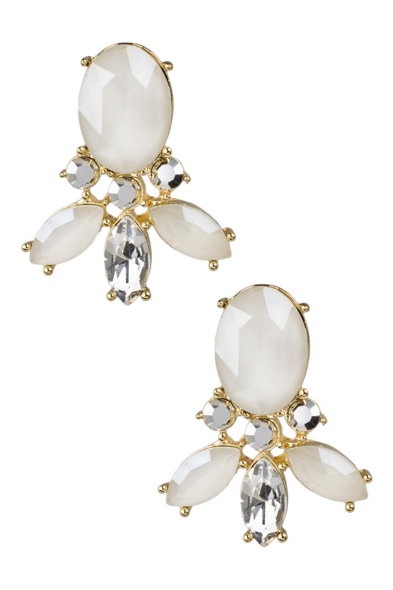 Multi-Shape Crystal Stud Earrings, Main, color, WHITE/ GOLD