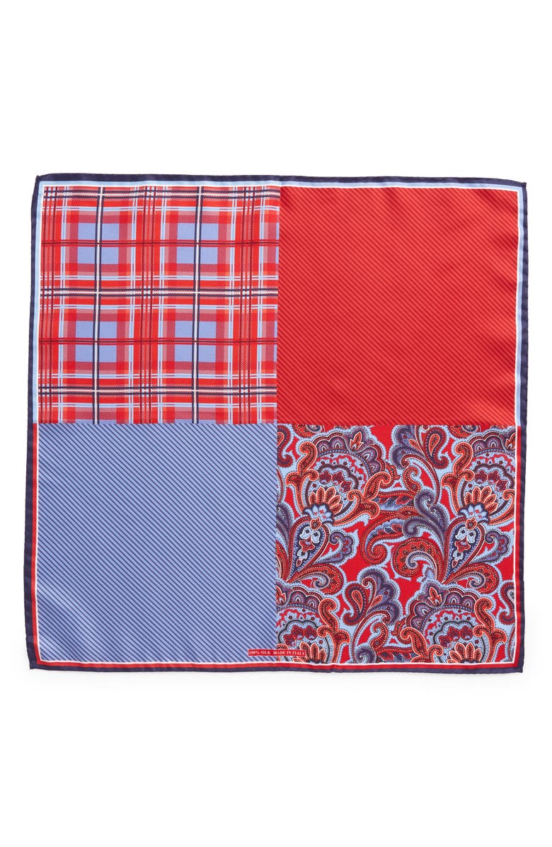 Nordstrom Men's Shop 'Three Panel' Silk Pocket Square, Alternate, color, Red