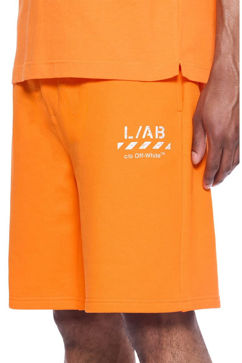 Diagonal Logo Cotton French Terry Sweat Shorts, Alternate, color, ORANGE TIGER