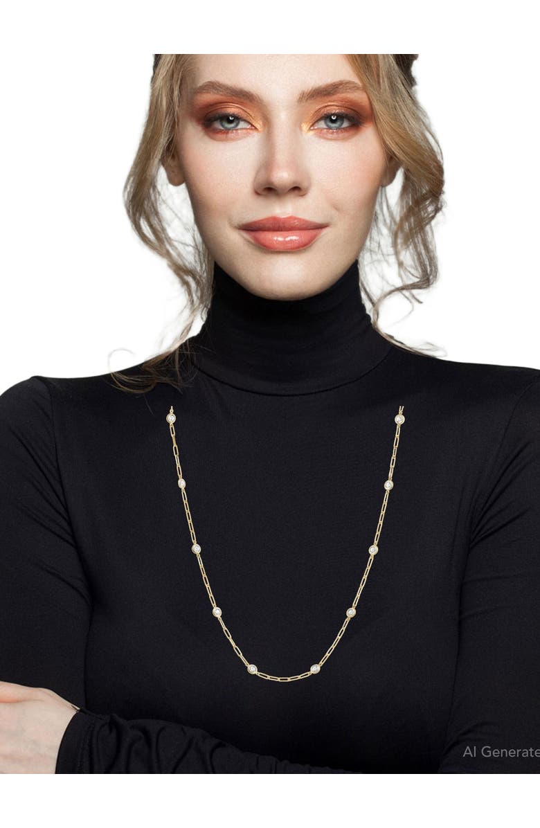 Bliss Diamond 4Ct Diamond 14k Gold 18" Paper Clip Diamonds By Yard Necklace lab Grown, Alternate, color, 