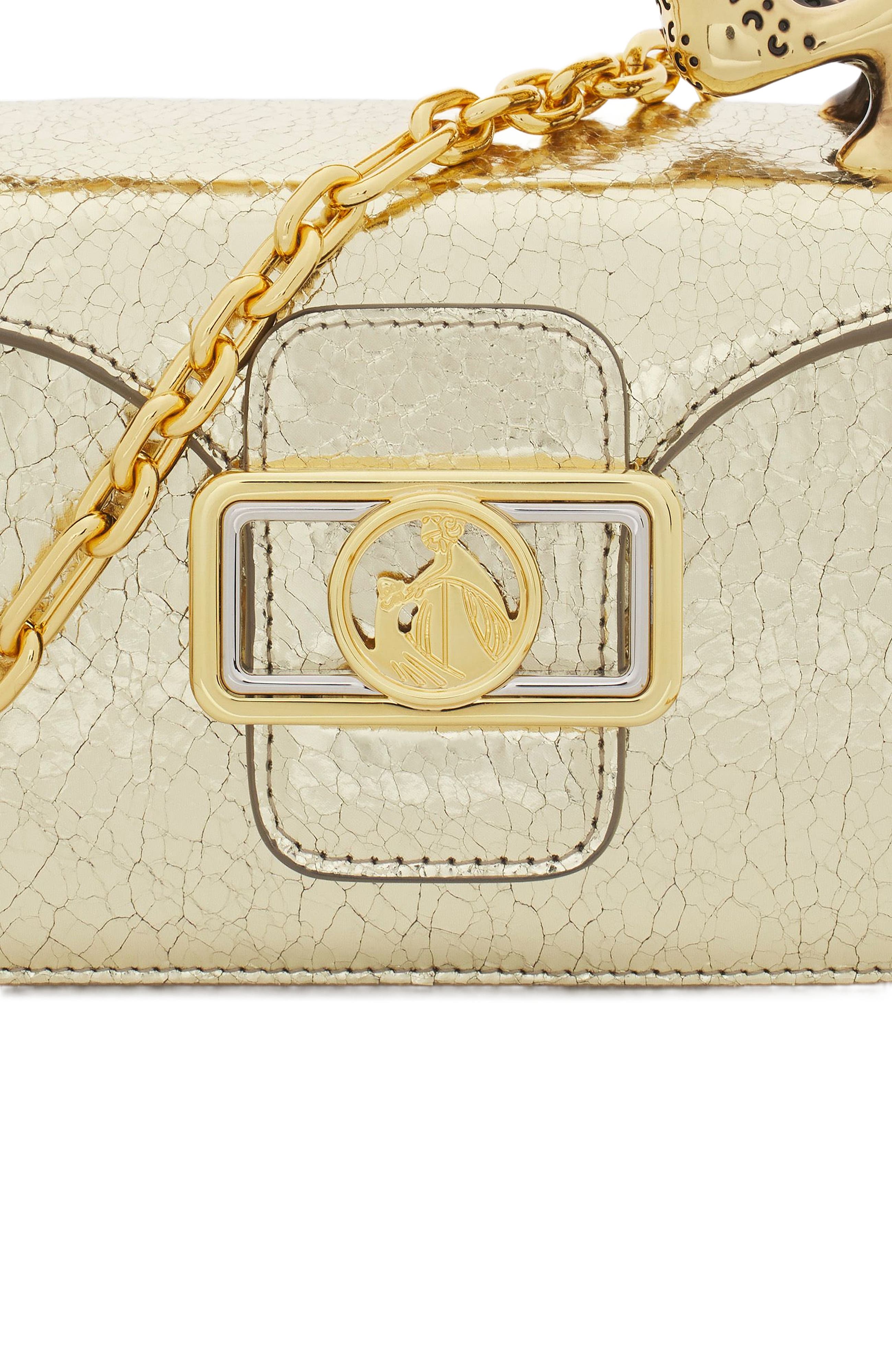 Lanvin Nano Pencil Cat Bag In Crackled Metallic Leather, Alternate, color, 