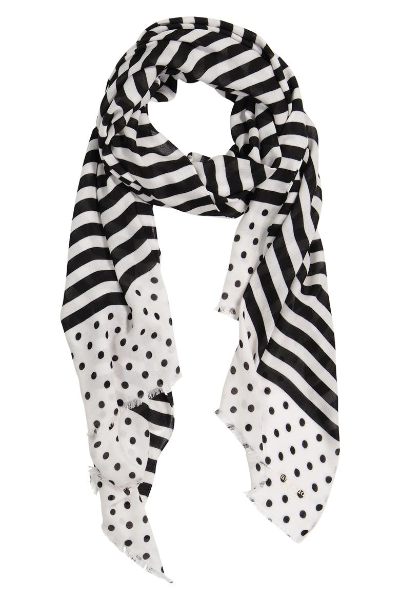 sailing stripe twill scarf, Main, color, PARCHMENT