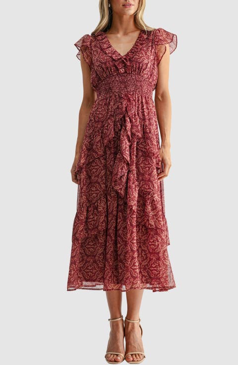 Flutter Sleeve Frill Maxi Dress