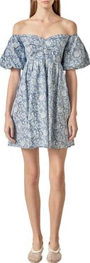 English Factory Floral Off the Shoulder Cotton Minidress