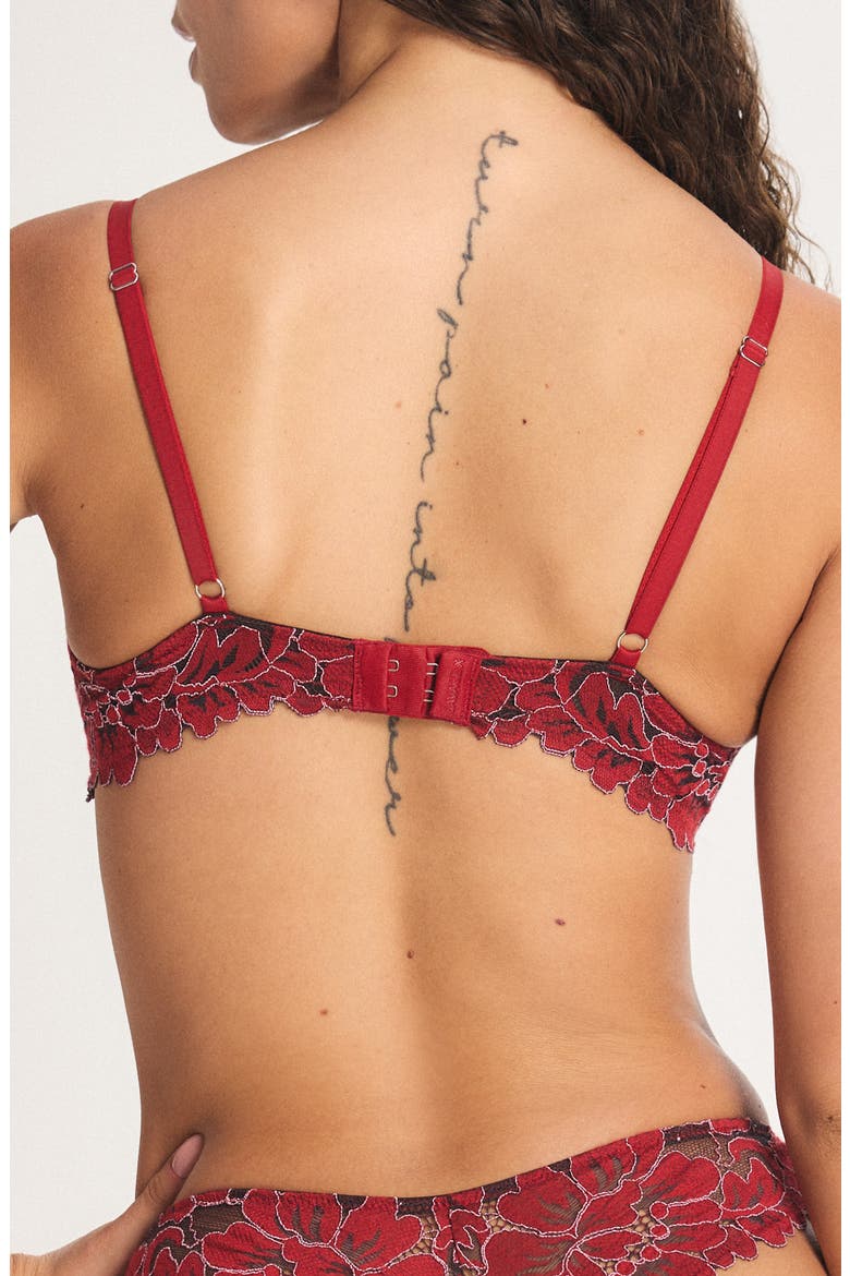 Floral Corded Lace Underwire Balconette Bra, Alternate, color, RED COGNAC