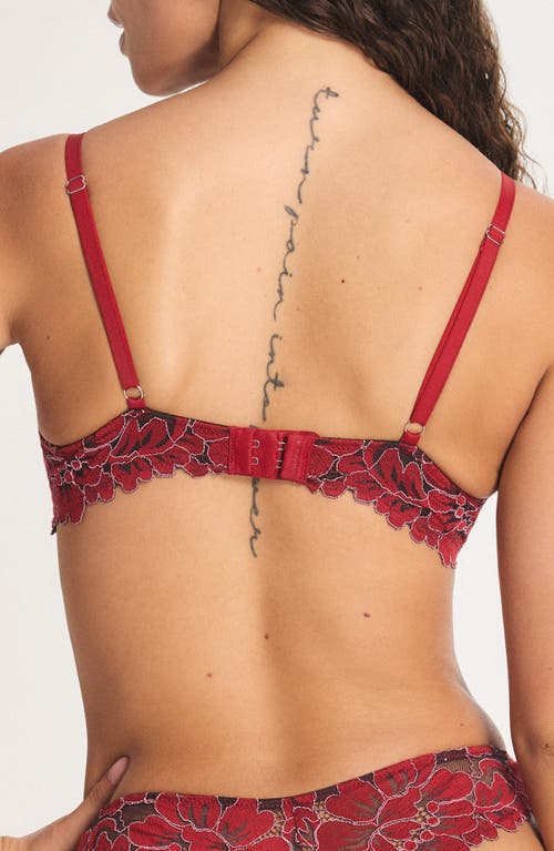 Savage X Fenty Floral Corded Lace Underwire Balconette Bra In Red