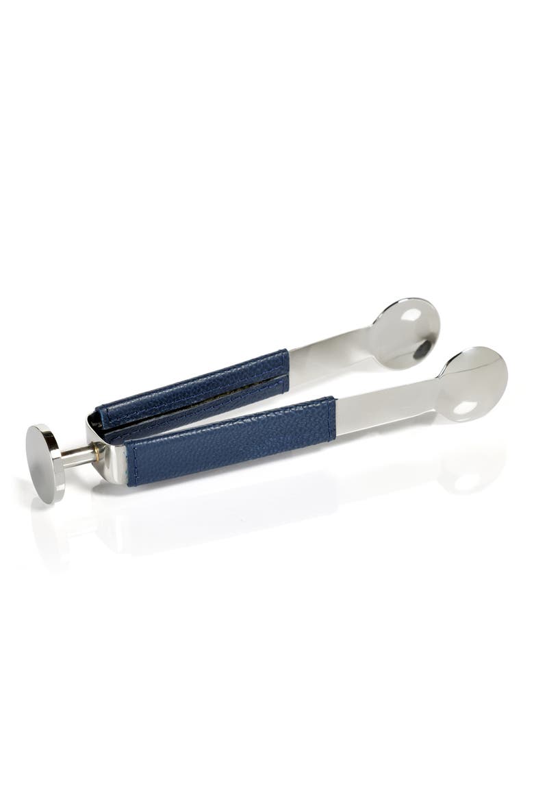 Laguna Leather Wrapped Ice Tongs, Main, color, SILVER/ BLUE