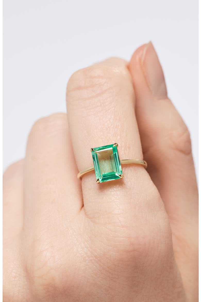 Solid Yellow Gold - Green Sapphire Spritz Ring, Alternate, color, Green