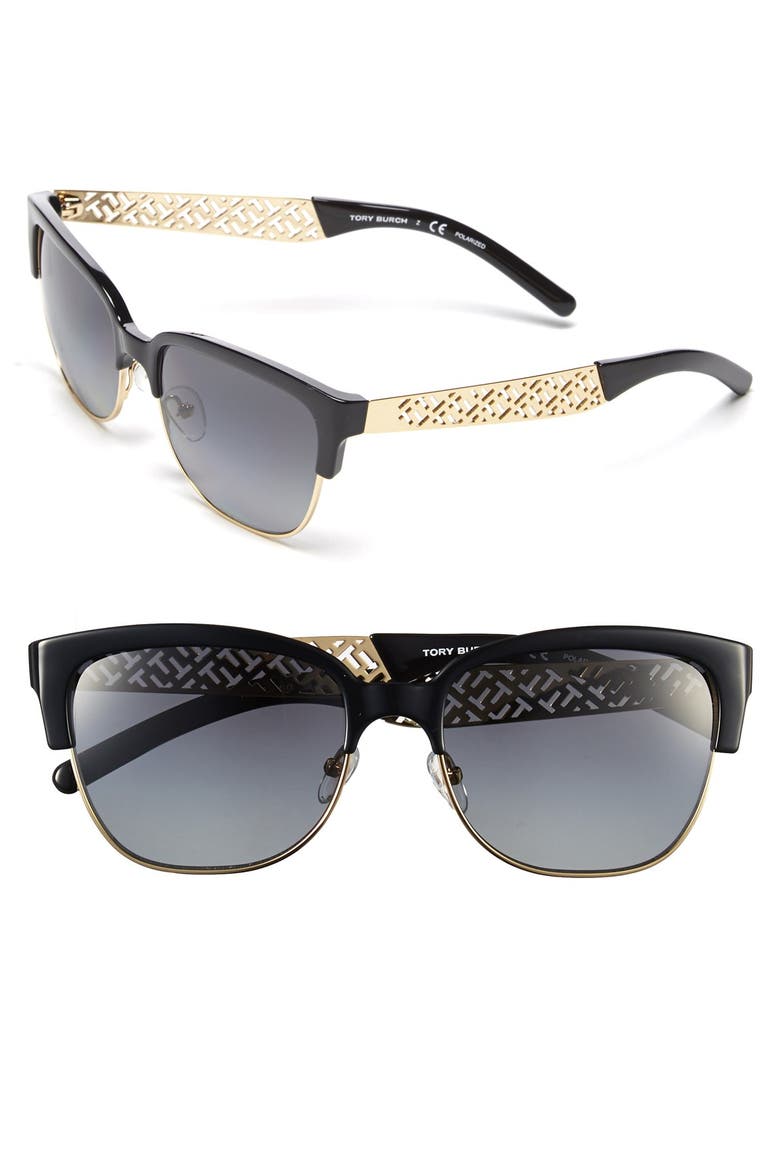 56mm Polarized Sunglasses, Main, color, BLACK