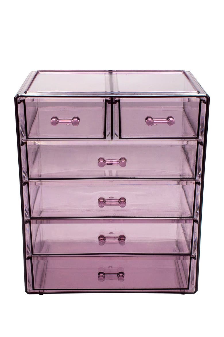Purple Makeup & Jewelry Storage Case Display, Alternate, color, PURPLE