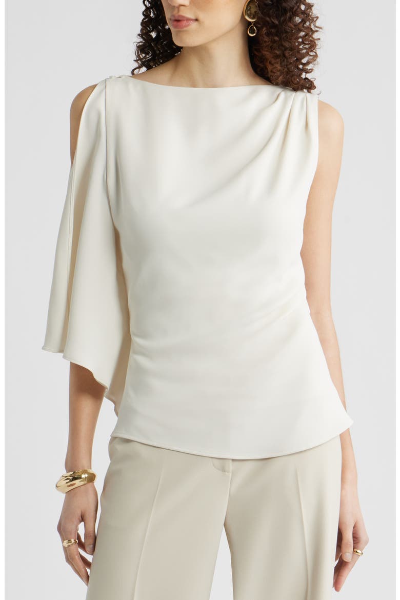 Single Split Sleeve Crepe Top, Main, color, IVORY TOFU