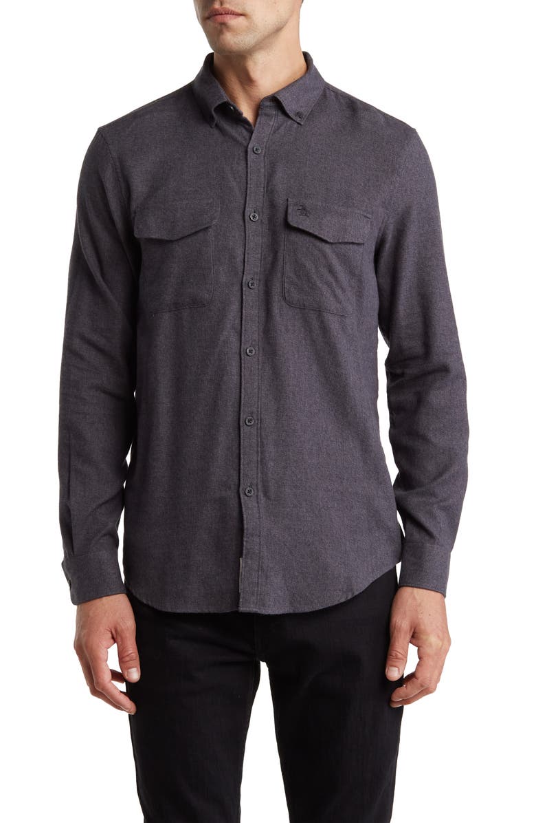 Original Penguin Jasper Chest Flap Pocket Flannel Shirt, Main, color, 