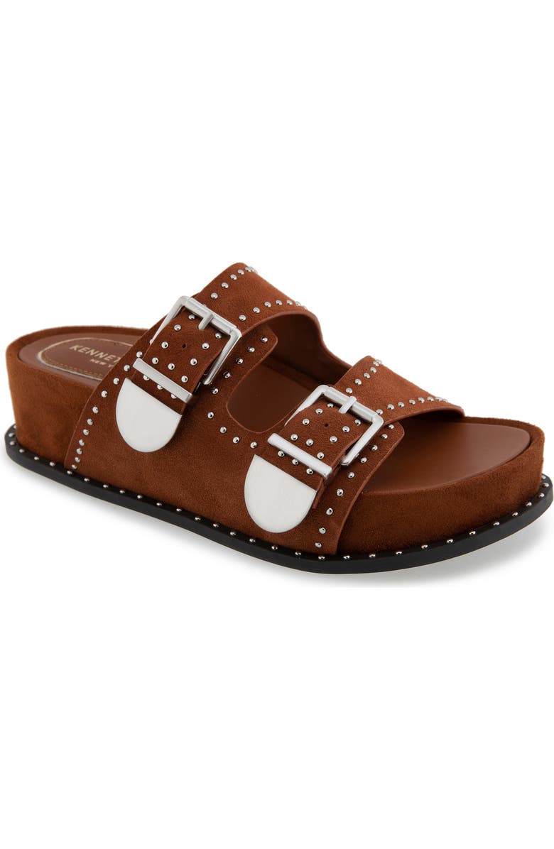 Kenneth Cole Gradie Wedge Sandal, Main, color, Cognac Suede