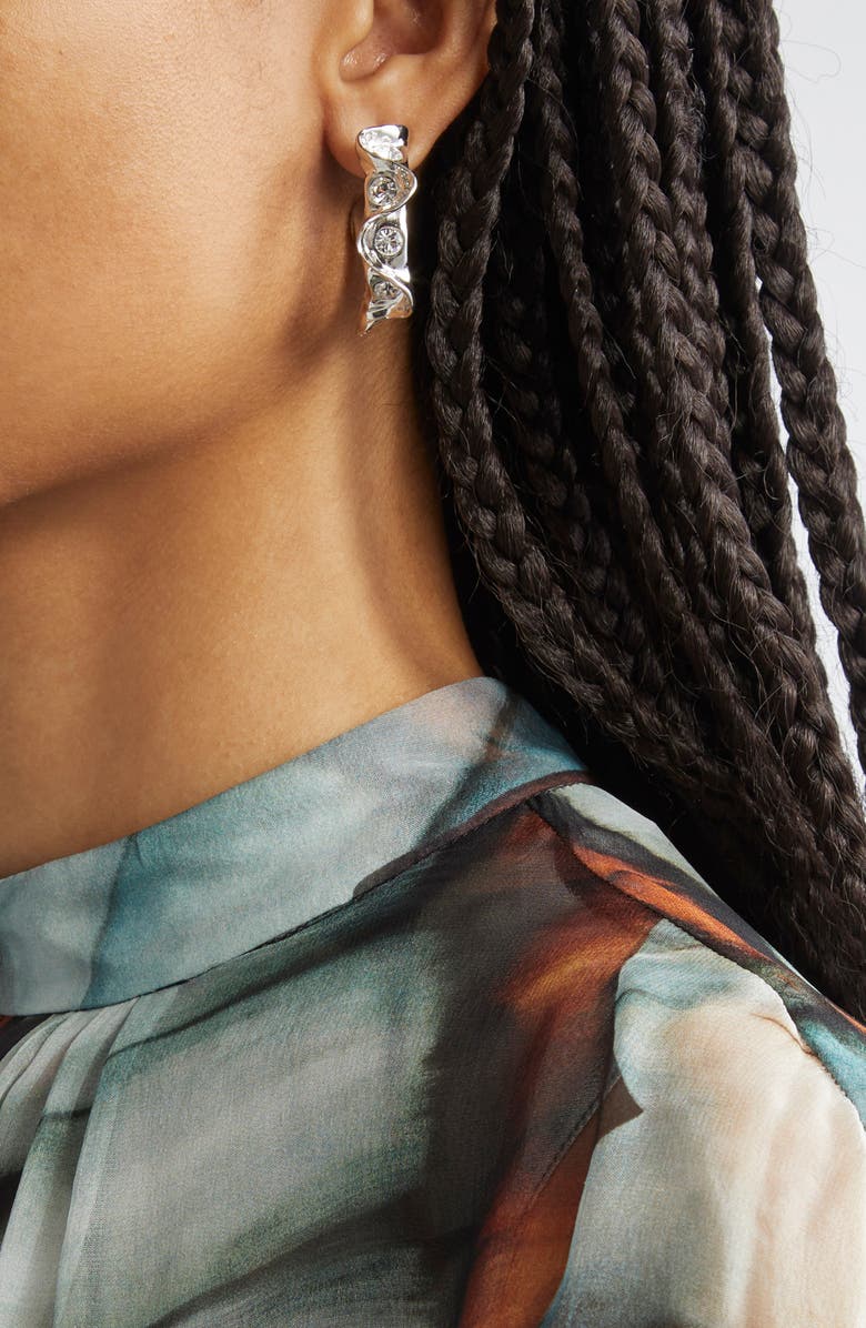 Oscar de la Renta Crystal Nest Hoop Earrings, Alternate, color, Crystal