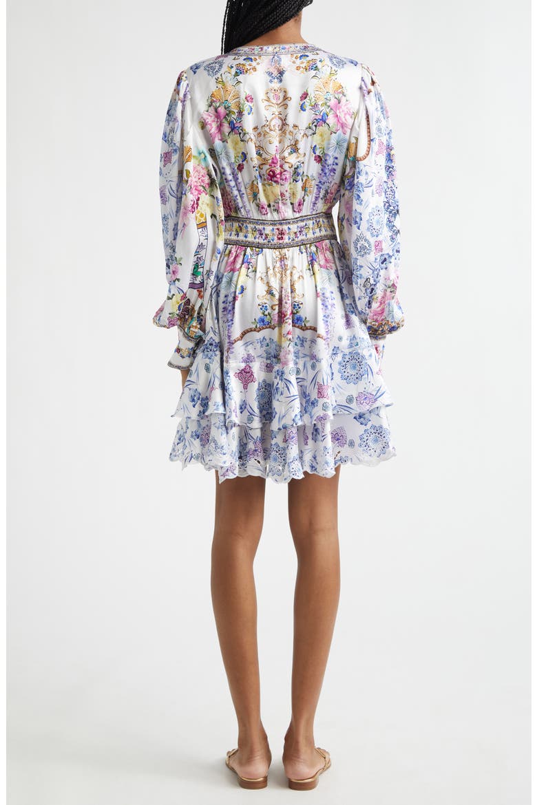 Floral Long Sleeve Silk Tiered Dress, Alternate, color, ALL ABOUT THAT LACE