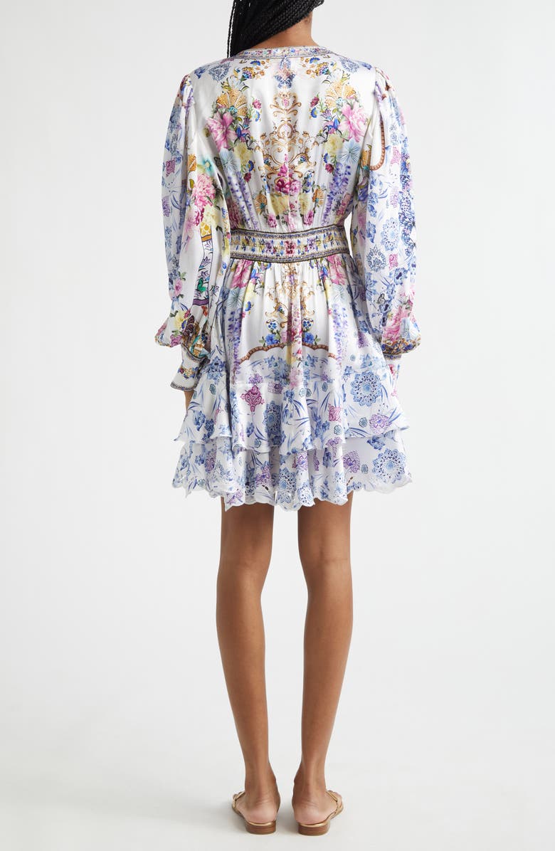 Camilla Floral Long Sleeve Silk Tiered Dress, Alternate, color, All About That Lace