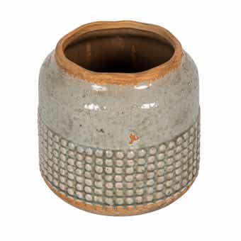 Distressed Cream Terracotta Planter with Fluted Texture