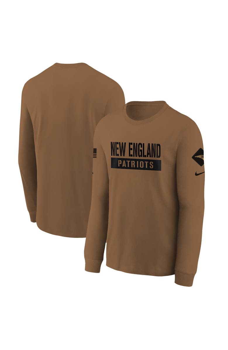 Nike Youth Nike Brown New England Patriots 2023 Salute to Service Long Sleeve T-Shirt, Main, color,