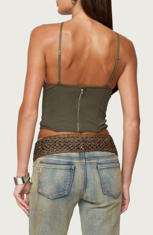 Edikted Lou Crossover Strap Corset Camisole In Green