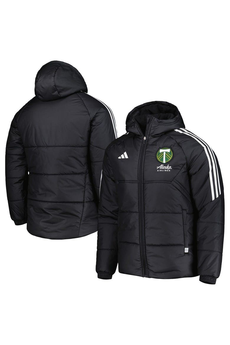 Men's adidas Black Portland Timbers Winter Raglan Full-Zip Hoodie Jacket, Main, color, Black