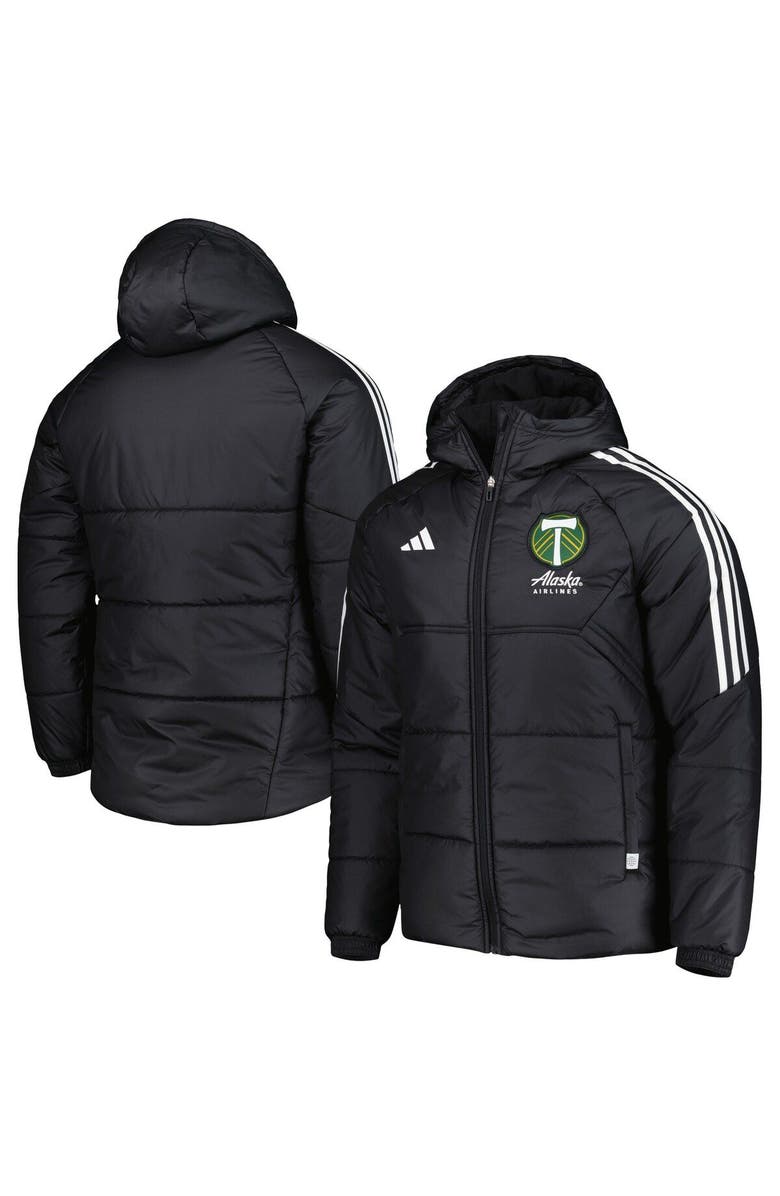 adidas Men's adidas Black Portland Timbers Winter Raglan Full-Zip Hoodie Jacket, Main, color,