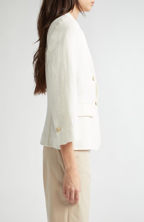 Eleventy Pinstripe Double Breasted Crop Blazer In White