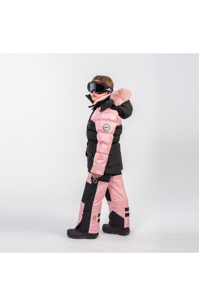 ÖSNO Angel Luxury Snowsuit Complete With Plush Blush Fur Accents, Alternate, color, With Open Pink Fur