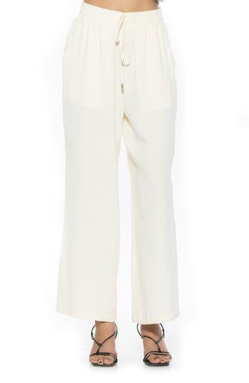 Alexia Admor Xila Linen-blend Wide Leg Pant In Ivory