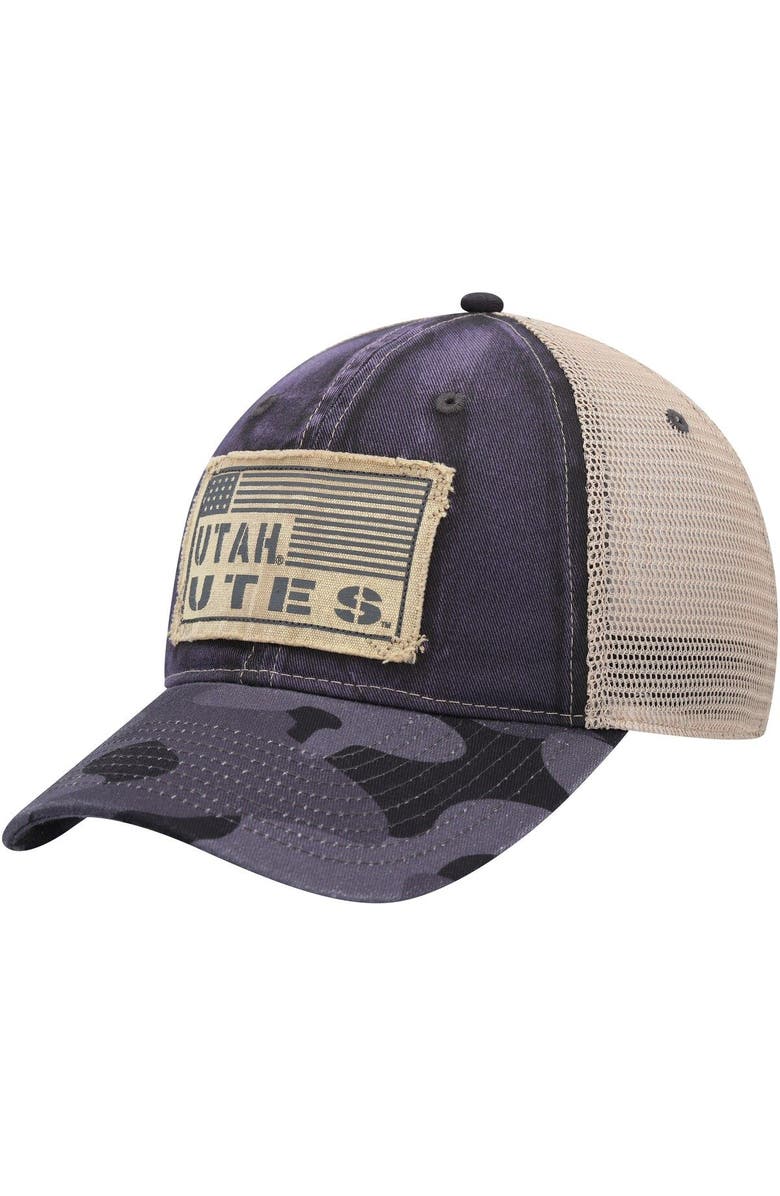 COLOSSEUM Men's Colosseum Charcoal Utah Utes OHT Military Appreciation United Trucker Snapback Hat, Main, color, 