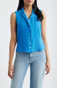 Cloth & Stone Notch Collar Sleeveless Button-Up Shirt