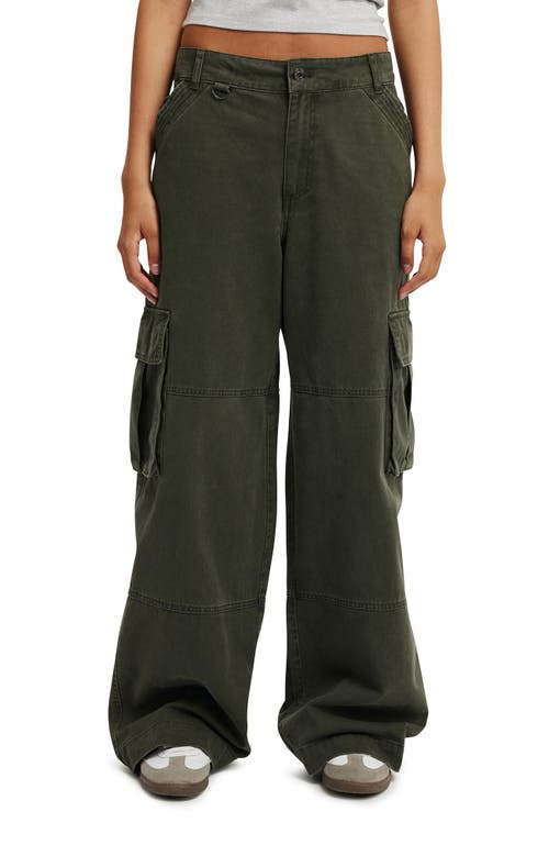 Cotton On Benny Cargo Pant In Dark Washed Green