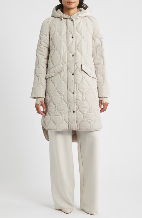 Bcbg Onion Quilted Hooded Long Coat In Neutral