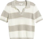 beachlunchlounge Skye Stripe Crochet Polo
