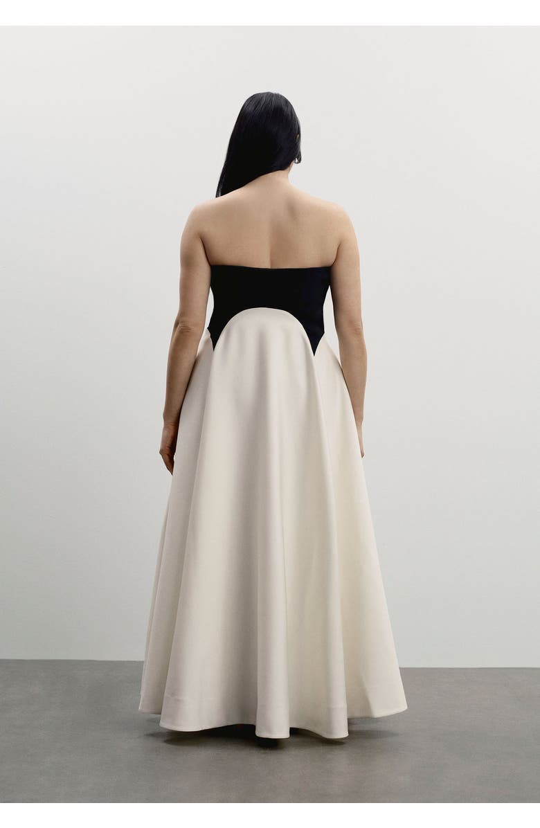 11 Honoré Strapless Color-Blocked Satin Gown, Alternate, color, Black Vanilla Ice