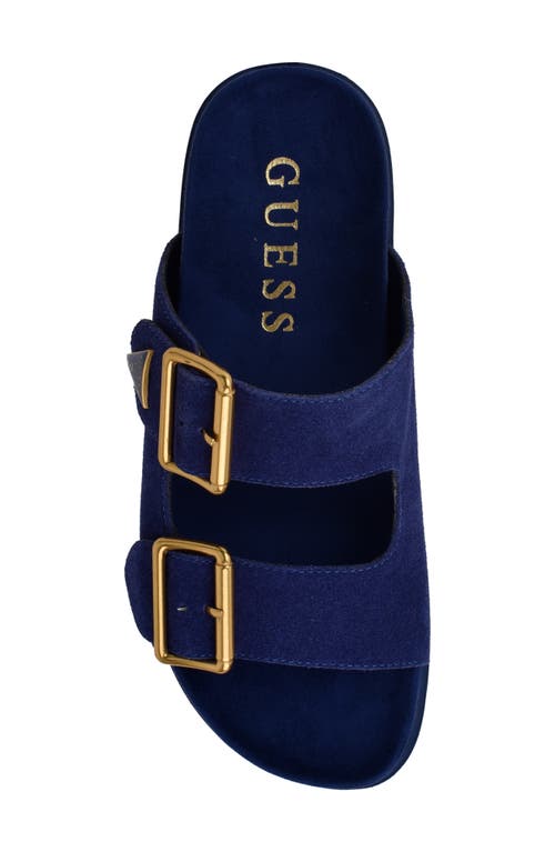 Guess Women's Fasten Double-buckle Footbed Sandals In Medium Blue