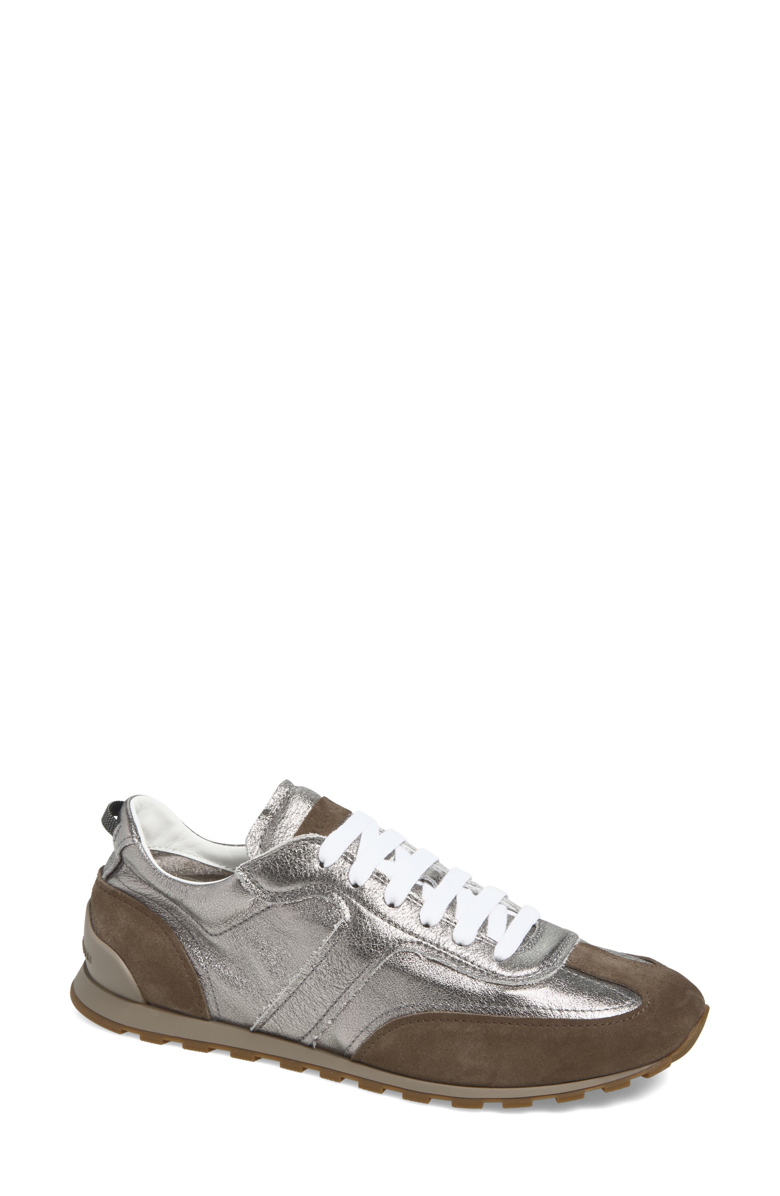 Brunello Cucinelli T-Toe Low Top Runner Sneaker, Main, color, Titanium