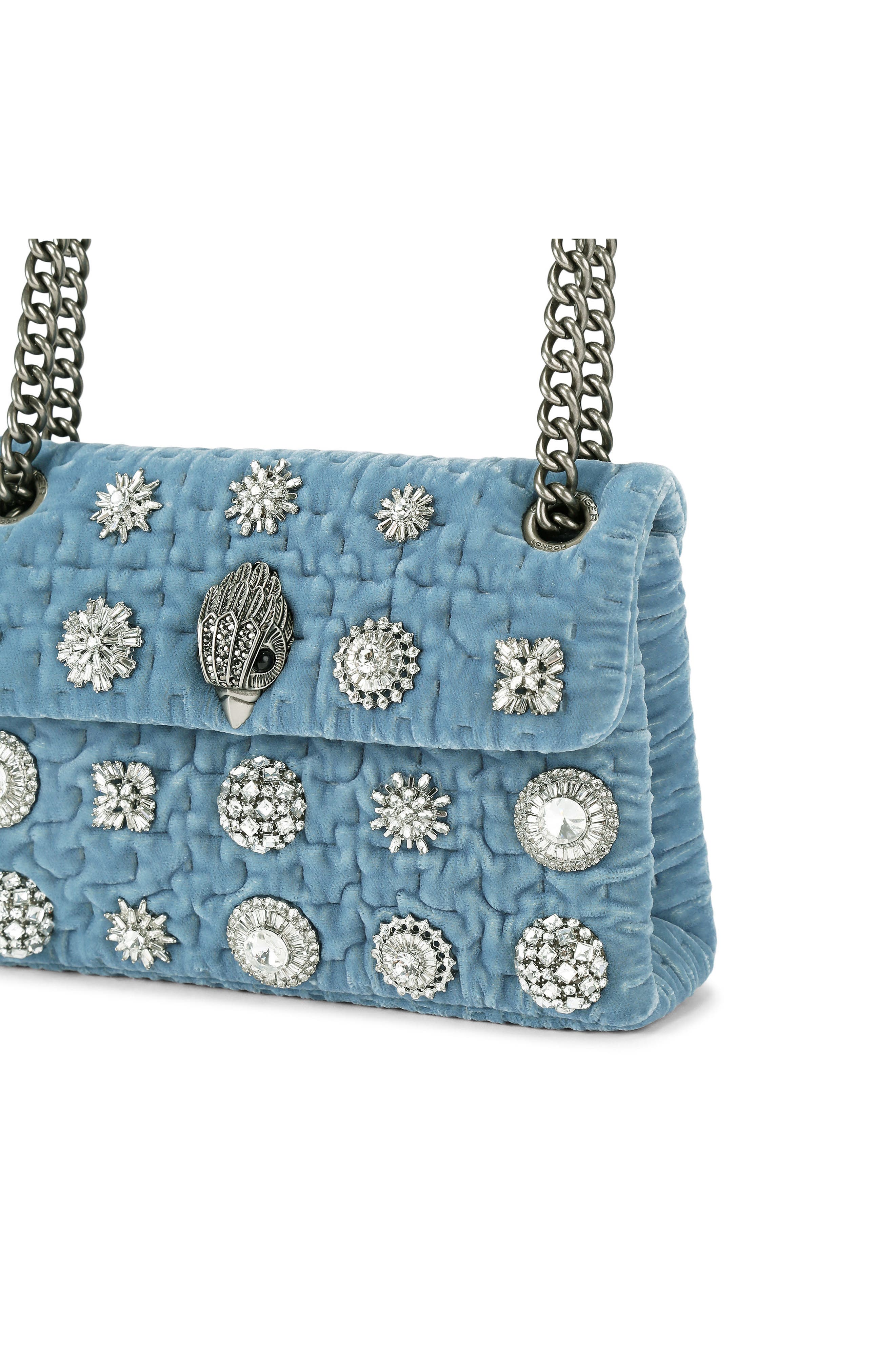 Kurt Geiger London Mini Kensington Velvet Crossbody Bag, Alternate, color, Medium Blue