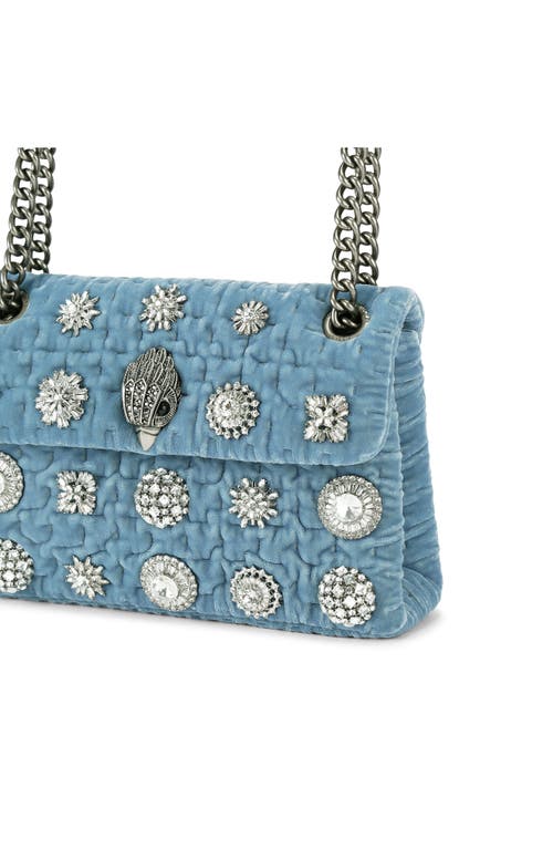 Kurt Geiger London Mini Kensington Velvet Crossbody Bag In Blue