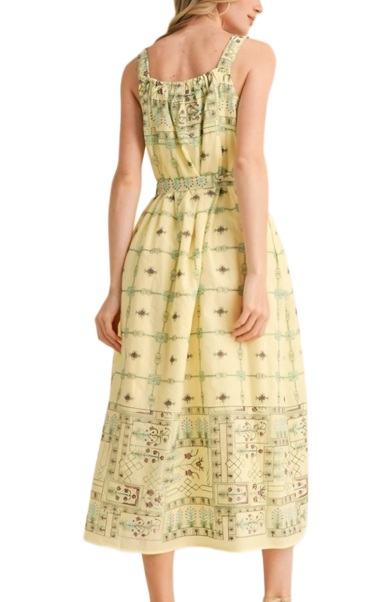 Knit and Lounge Printed Midi Tie Waist Sundress, Alternate, color, 