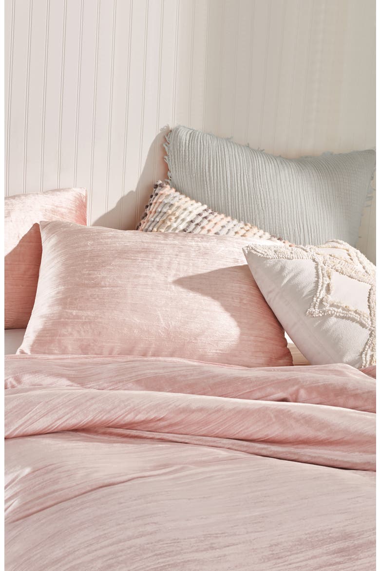 Crinkled Velvet Comforter & Sham Set, Alternate, color, BLUSH