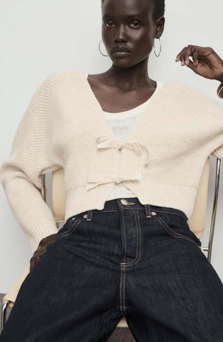 MANGO V-Neck Cardigan, Alternate, color, Beige