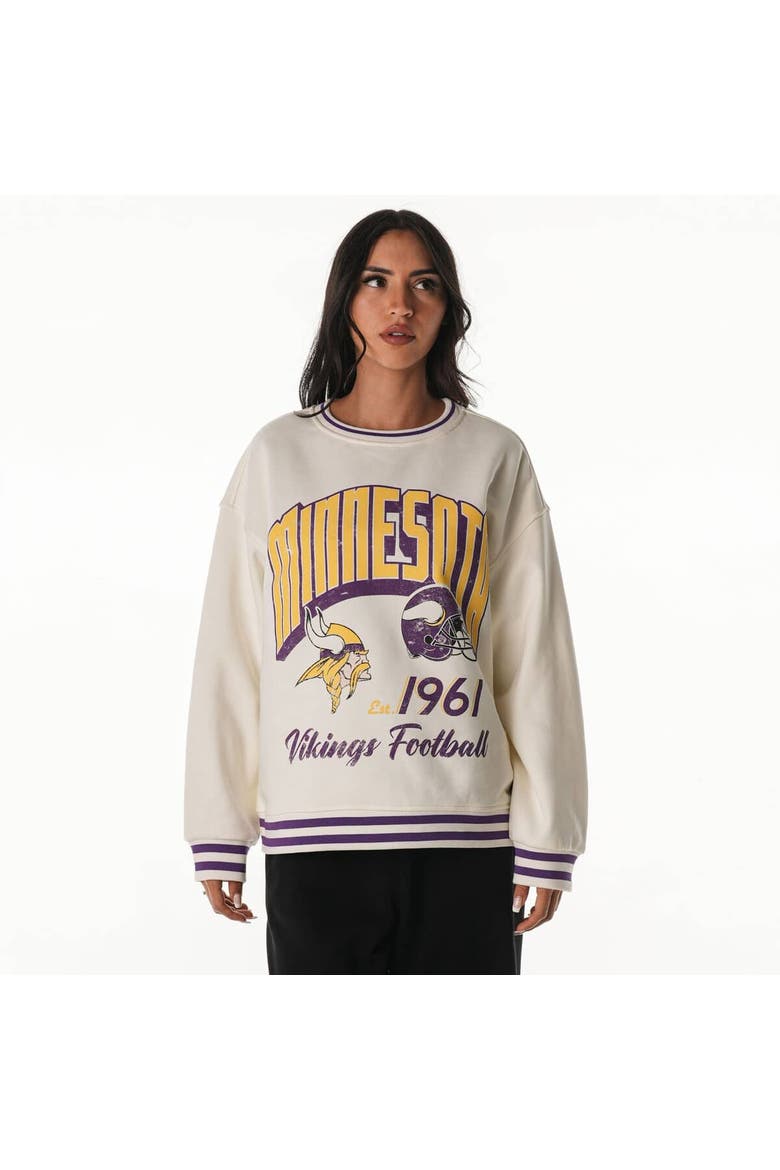 Women's The Wild Collective Cream Minnesota Vikings Oversized Vintage French Terry Sweatshirt, Alternate, color, Cream