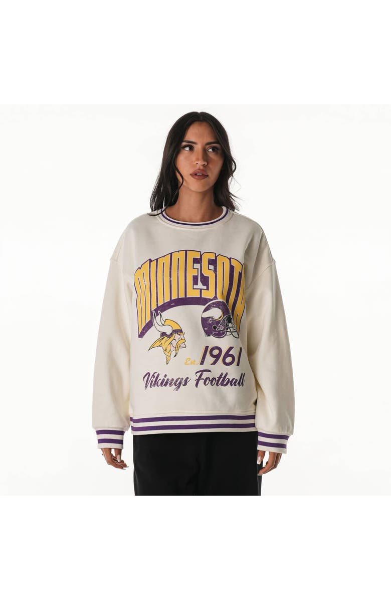 THE WILD COLLECTIVE Women's The Wild Collective Cream Minnesota Vikings Oversized Vintage French Terry Sweatshirt, Alternate, color, Cream