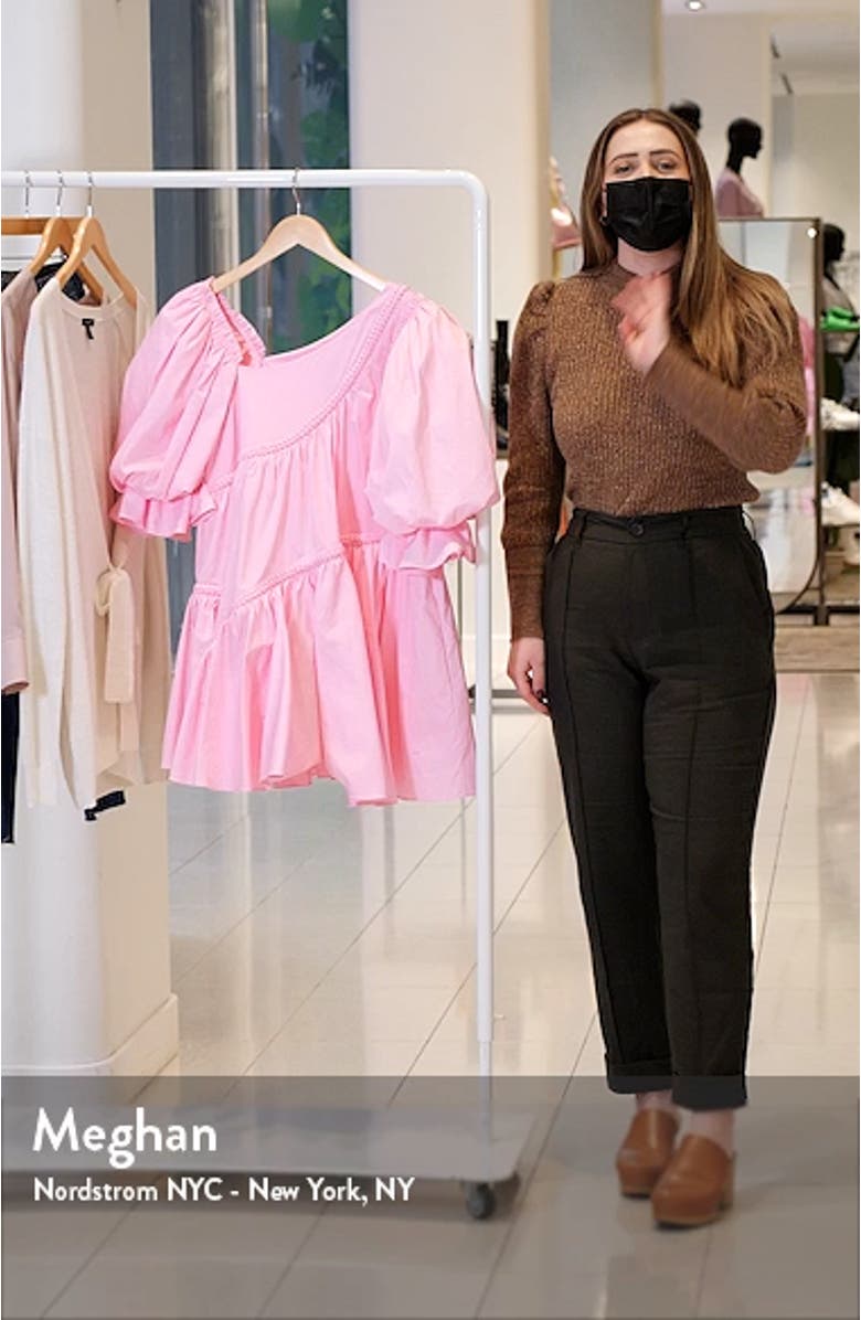 Casabianca Braided Asymmetric Puff Sleeve Minidress, sales video thumbnail